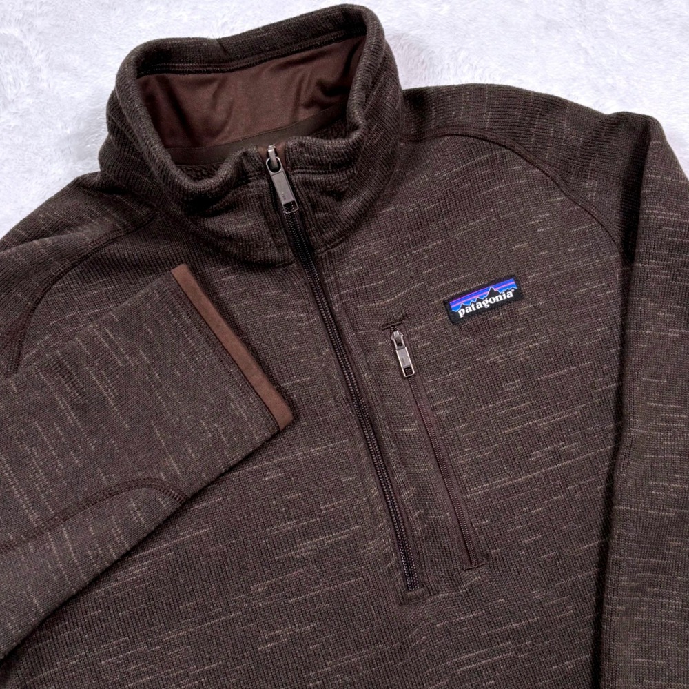 Patagonia Better Sweater 1/4 Zip Mens L Brown Heathered Fleece 25522 Mock Neck